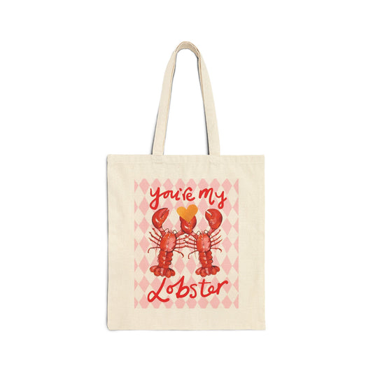 Tote Bag — "You're My Lobster" Cute Lobster Valentines Canvas Tote